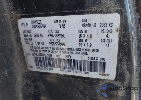 1995 Dodge Ram 1500 z USA, uszkodzony, nr VIN 3B7HC13Z0SM151009